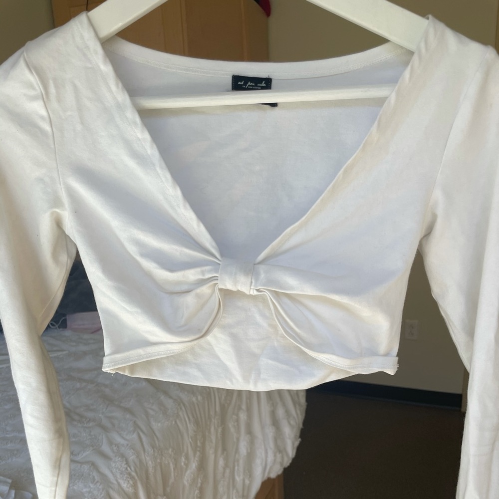 Urban White Long Sleeve Crop Top